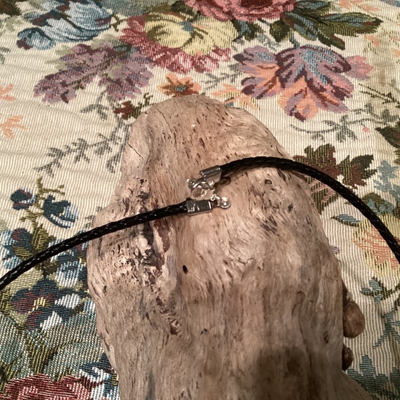 Black Braided Leather Cord 925 Bear Claw Turquoise Pendant Necklace 20” - Picture 3 of 5